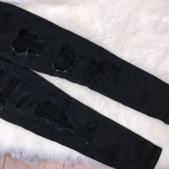 RARE TOPSHOP MOTO FISHNET JAIME JEANS - Picture 5 of 9